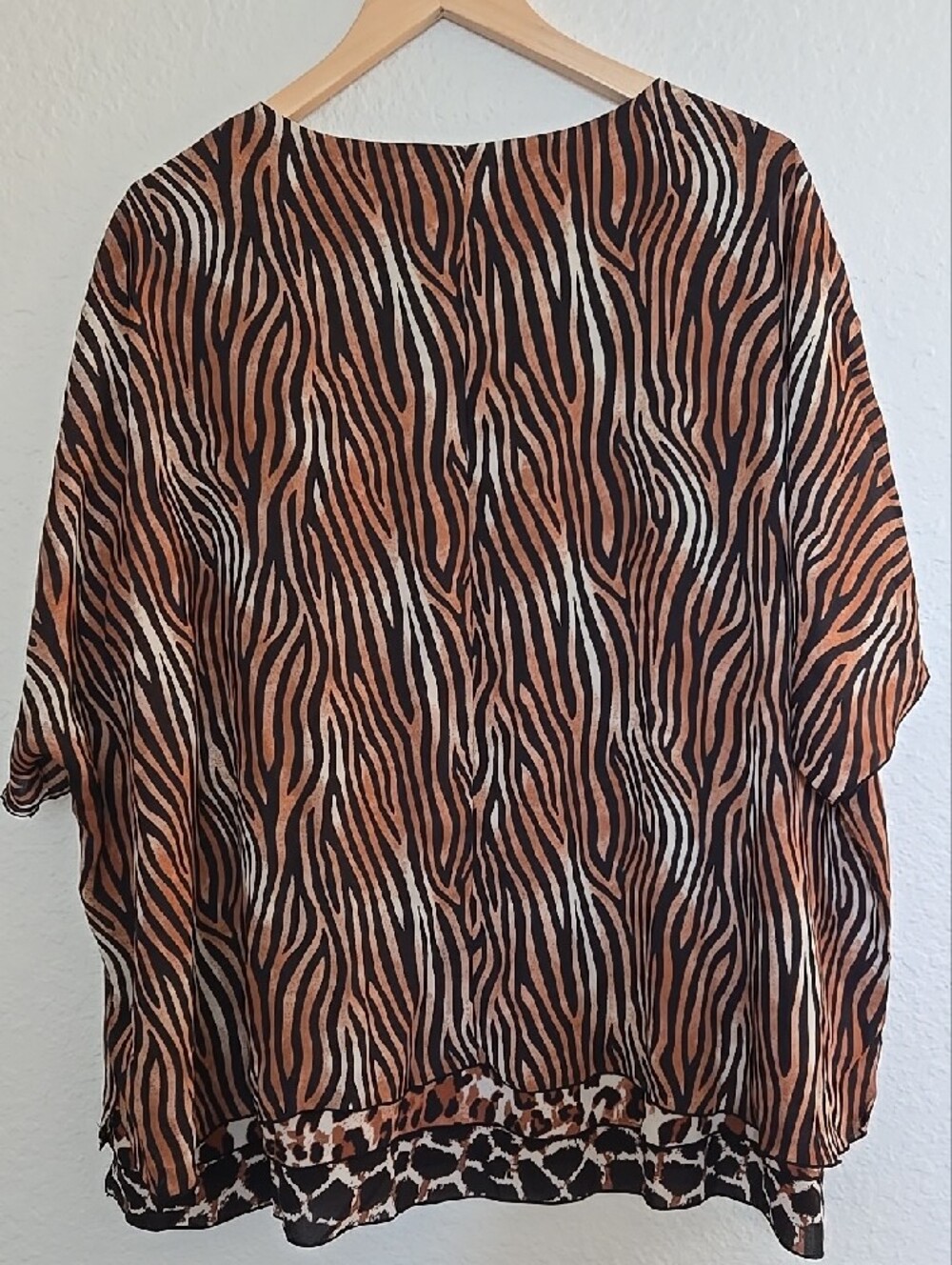 Multiples Black and Brown Mix Animal-Print Layered Hem Short Sleeve Tunic - Picture 8 of 12